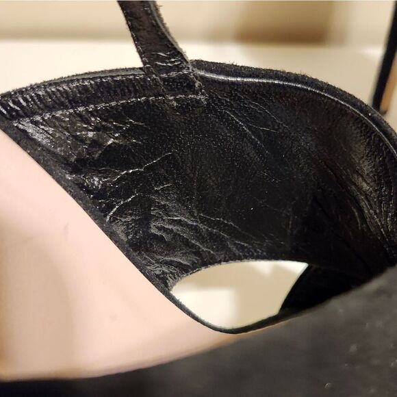 Kate Spade Black Suede Criss Cross Straps Slingback Heeled Sandals Sz.8 Ret.$195 - Picture 7 of 9